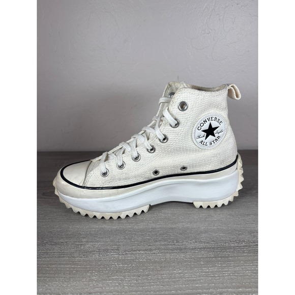 Converse Run Star Hike Hi Top Platform Sneakers Tonal Marble Egret Womens Sz 7 - Picture 2 of 9